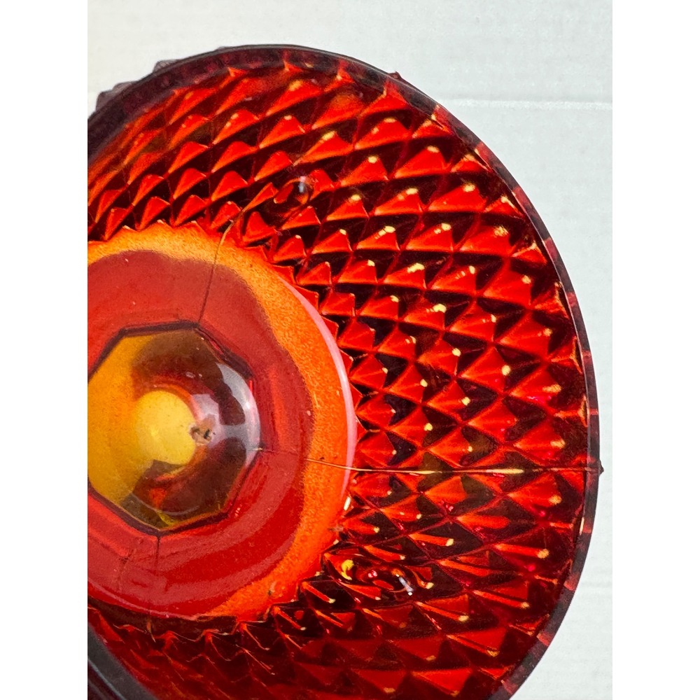Vintage Indiana Glass Ruby Red Fairy Lamp Diamond Point Two Piece Candle Holder - Picture 8 of 10